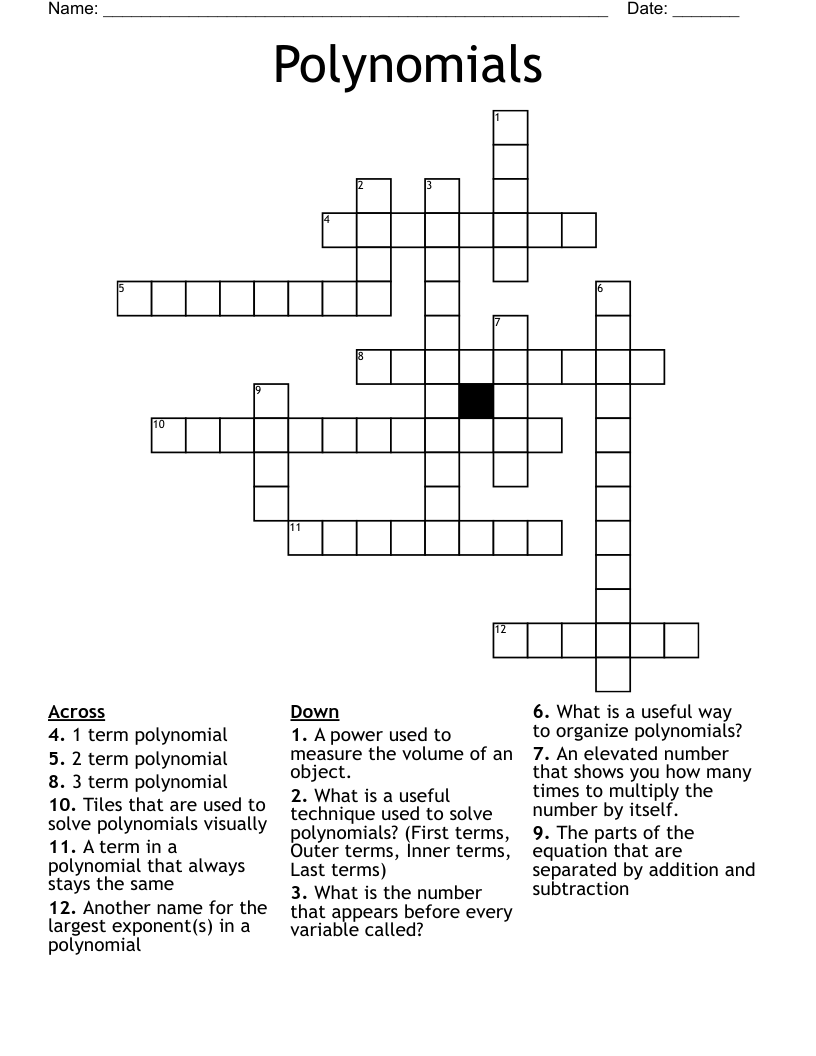 Polynomials  Crossword