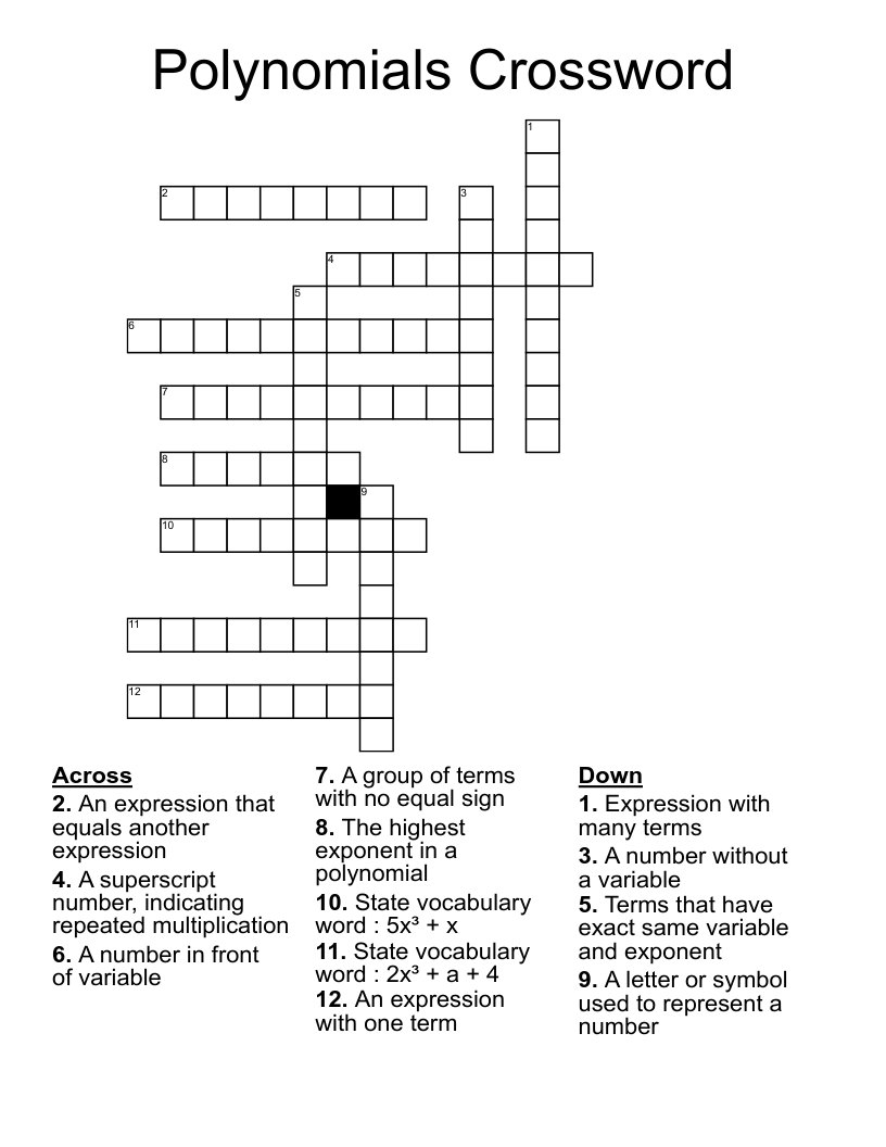 Polynomials  Crossword