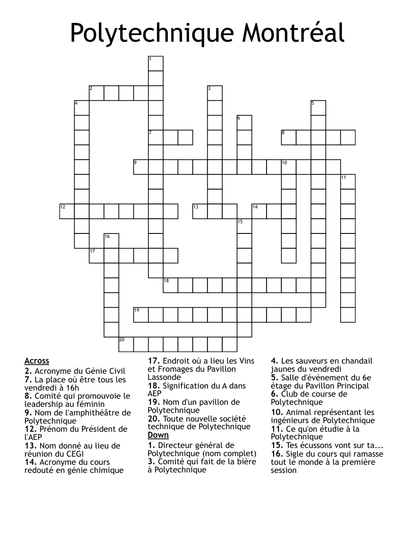Polytechnique Montréal Crossword
