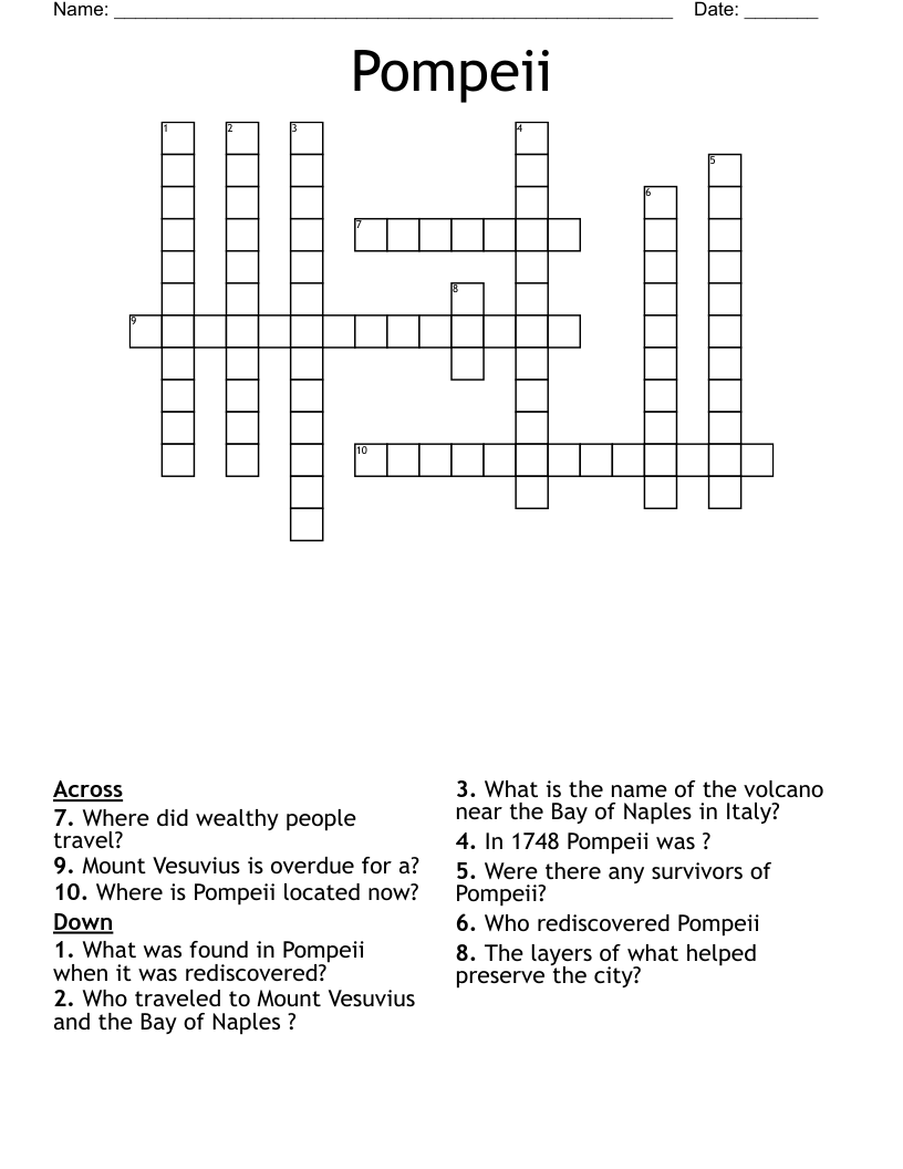 Pompeii Crossword