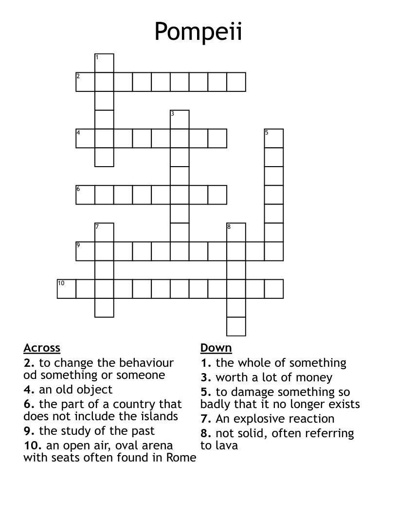 Pompeii Crossword