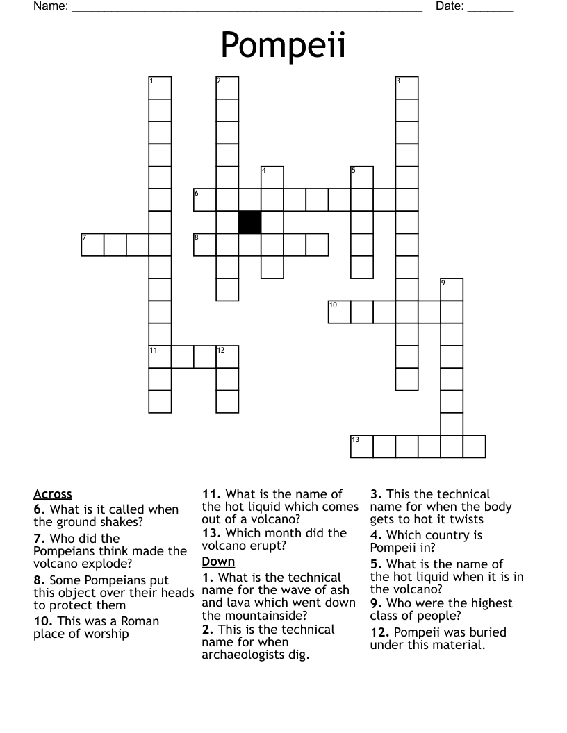 Pompeii Crossword