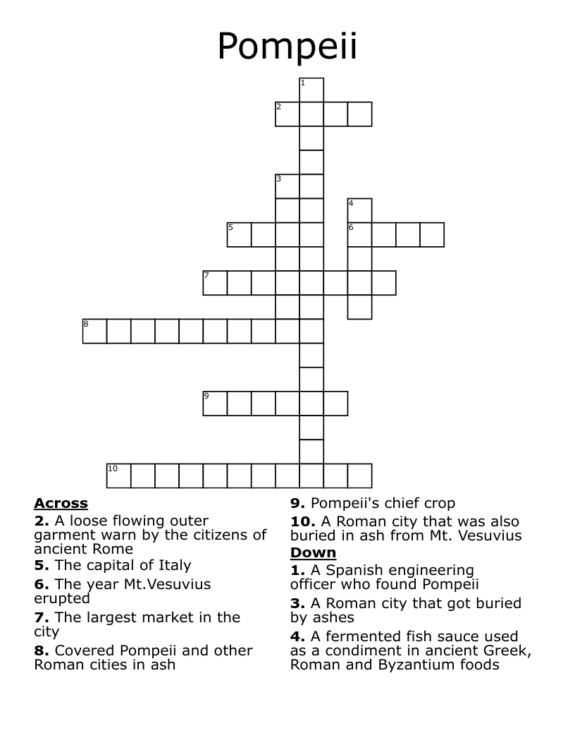 Pompeii Crossword