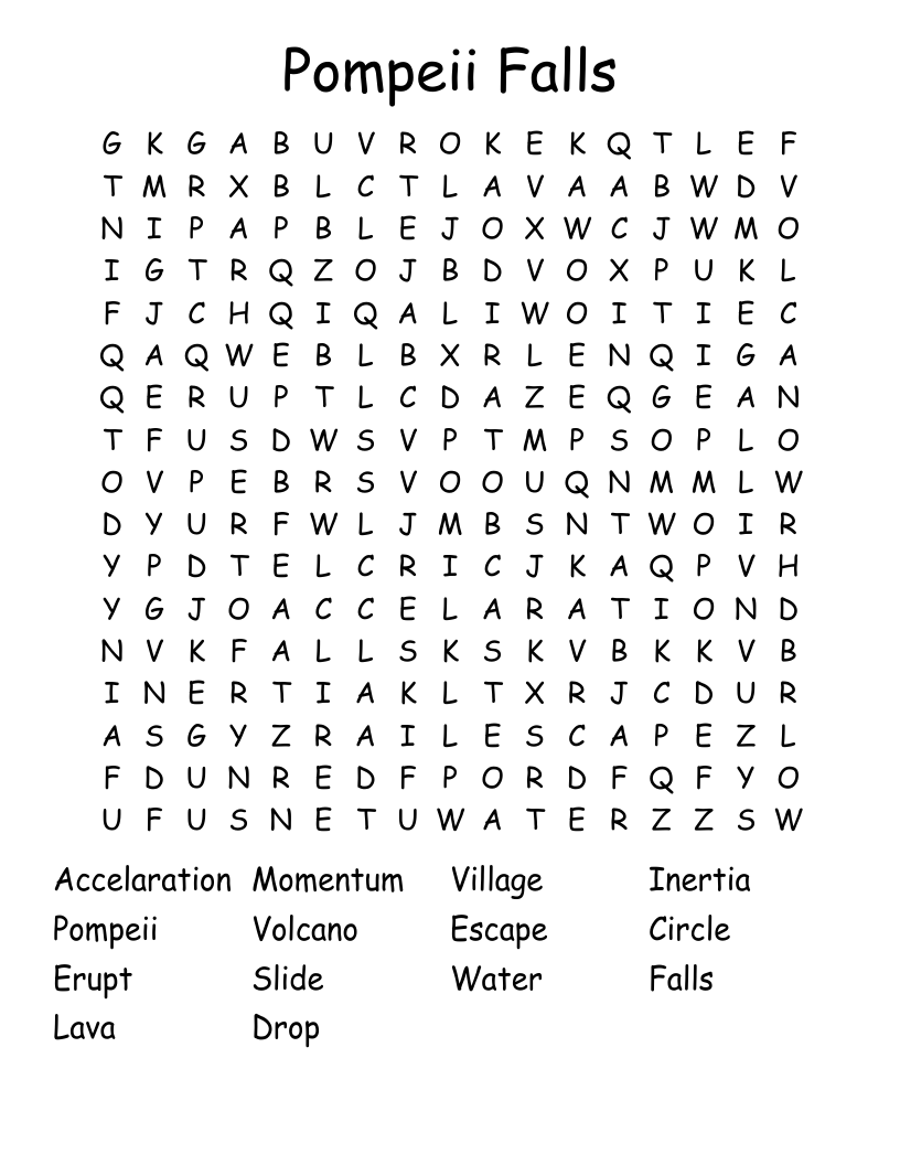 Pompeii Falls Word Search