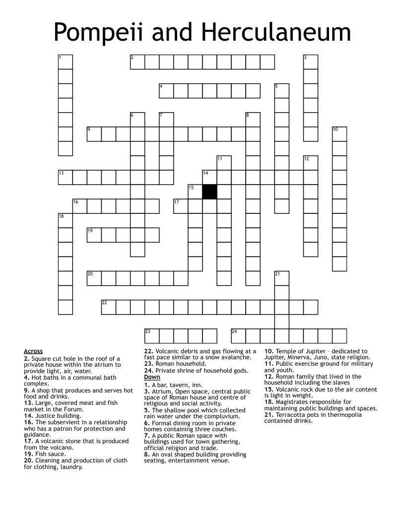Pompeii and Herculaneum Crossword