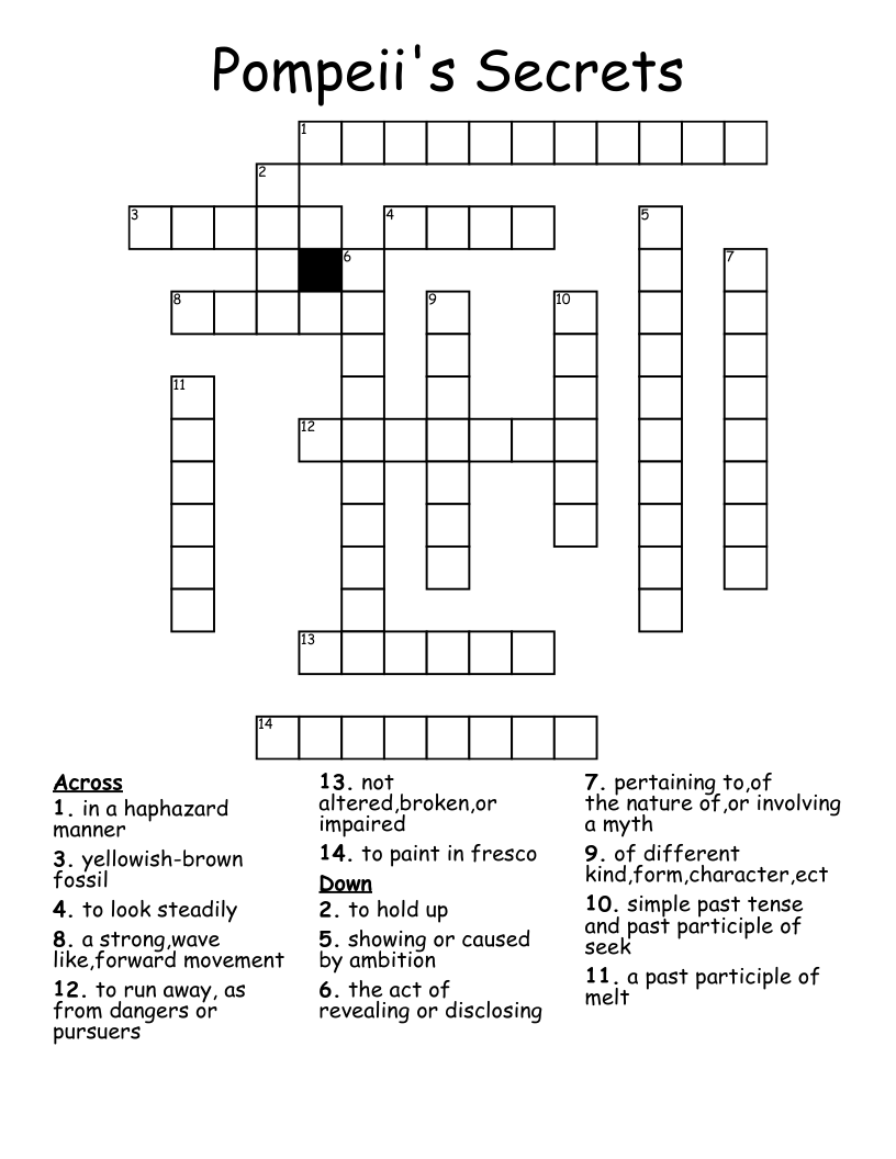 Pompeii's Secrets Crossword