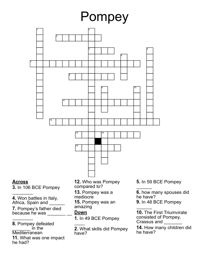 Pompey  Crossword