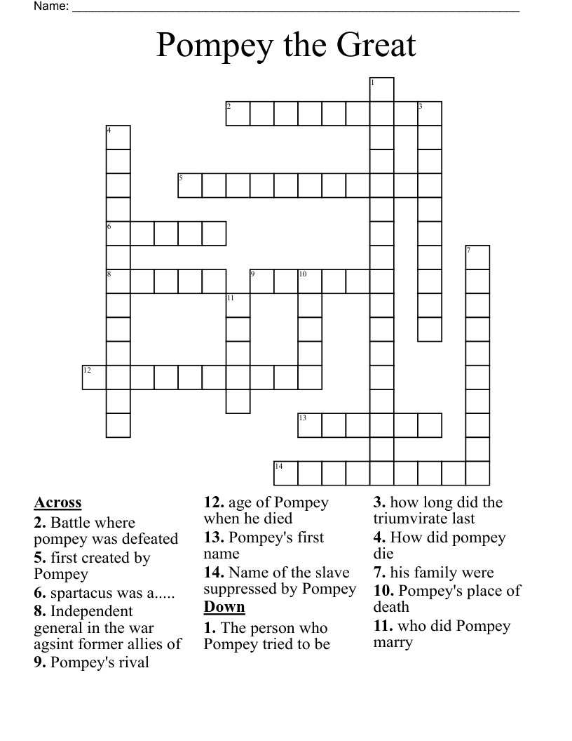 Pompey the Great Crossword