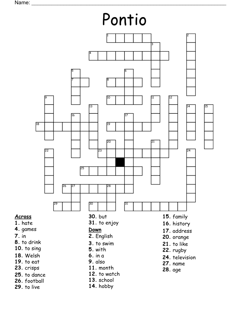 Pontio Crossword
