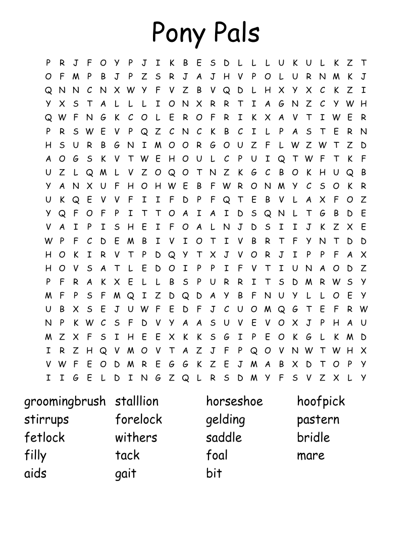 Pony Pals Word Search