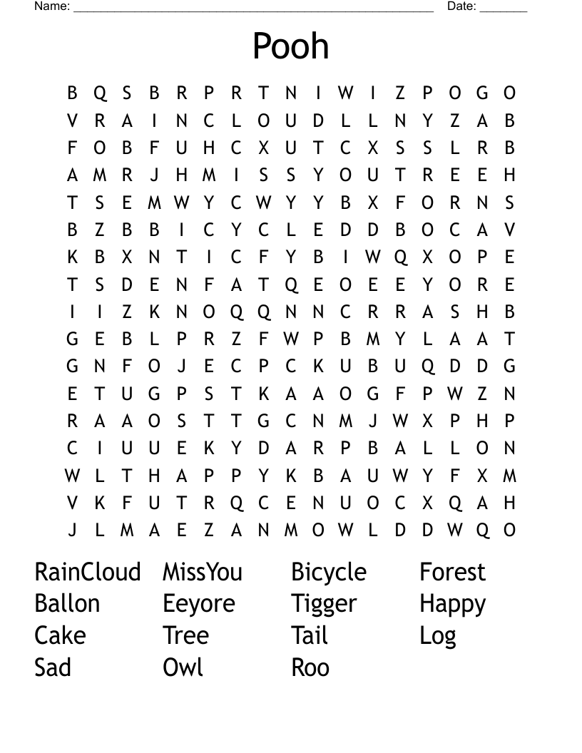 Pooh Word Search