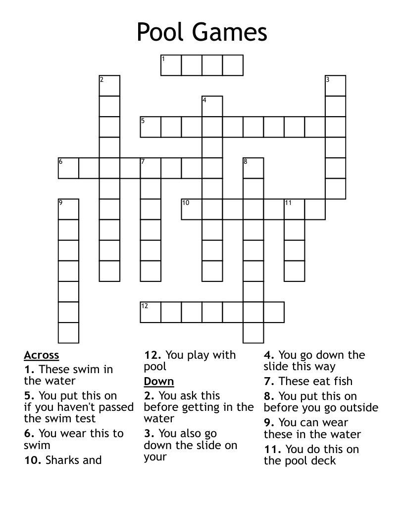 Pool Games Crossword