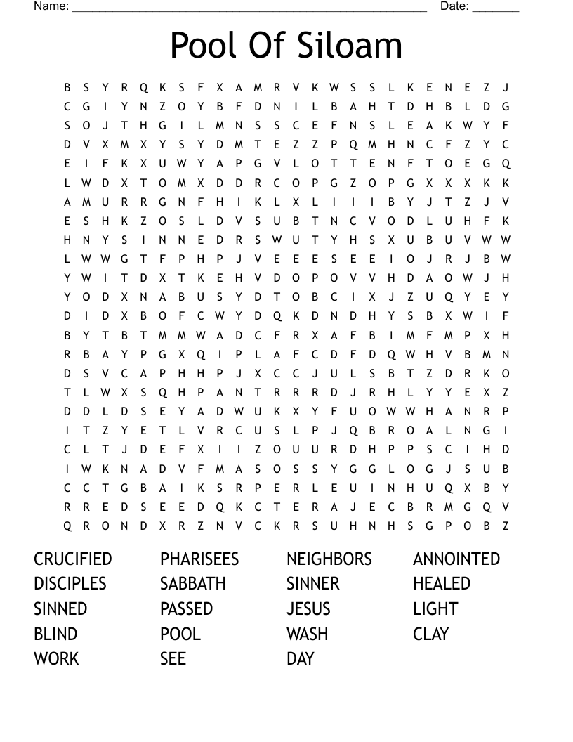 Pool Of Siloam Word Search