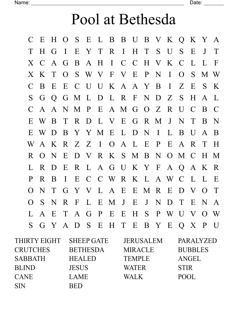 Pool at Bethesda Word Search