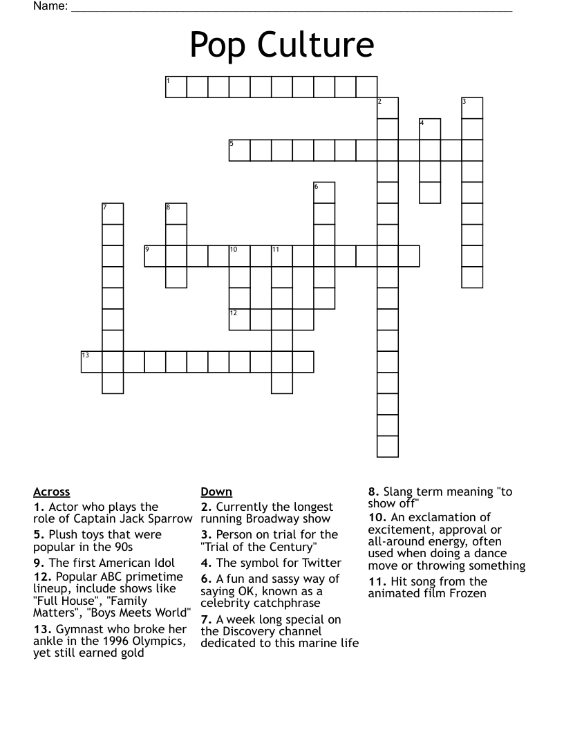 Pop Culture Crossword
