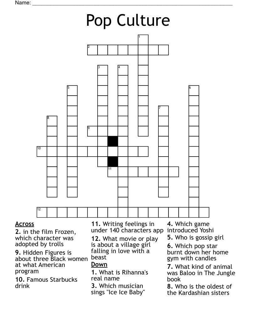 Pop Culture Crossword