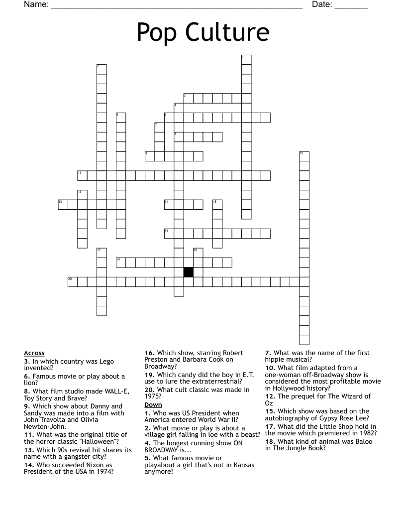 Pop Culture Crossword