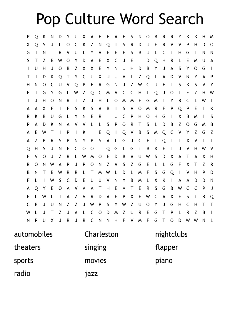 Pop Culture Word Search