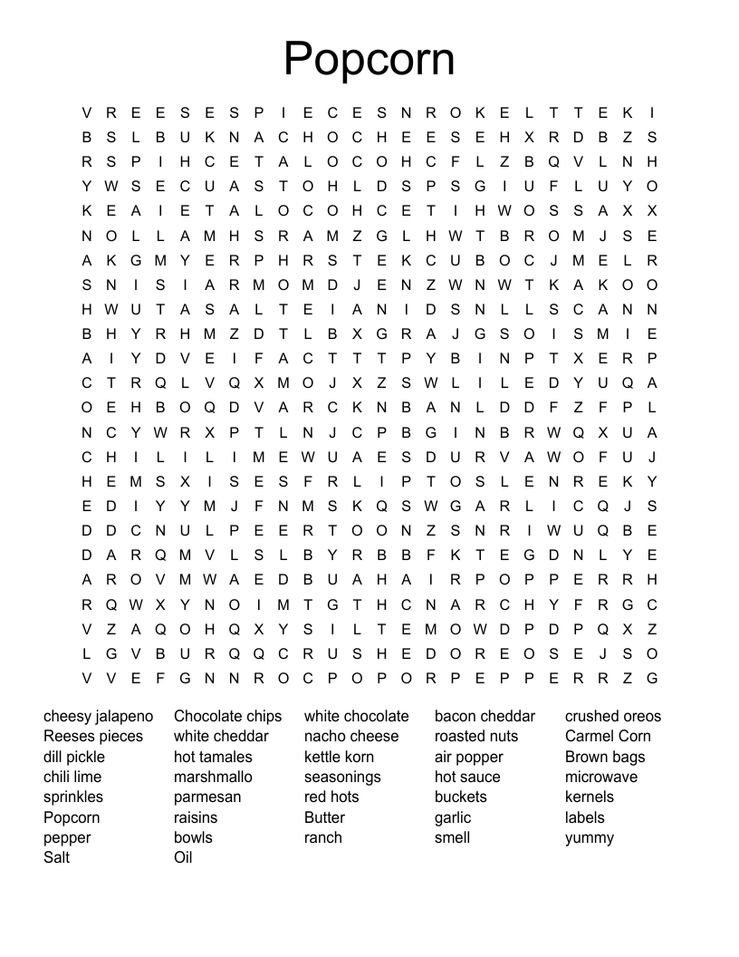Popcorn Word Search
