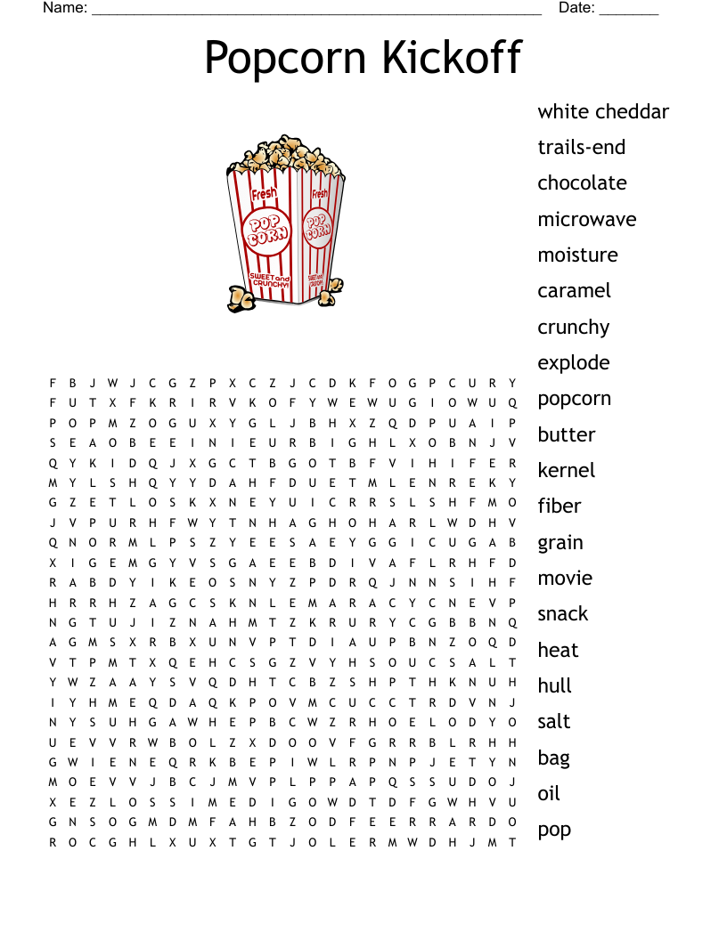 Popcorn Kickoff Word Search