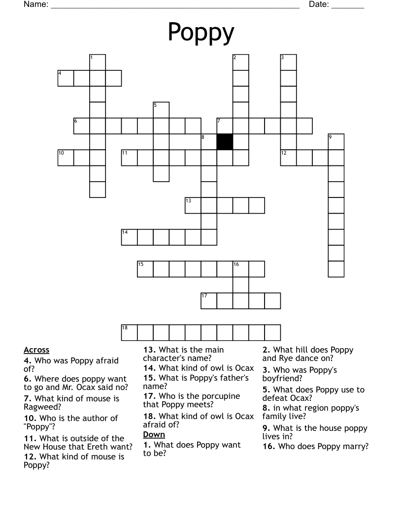 Poppy Crossword