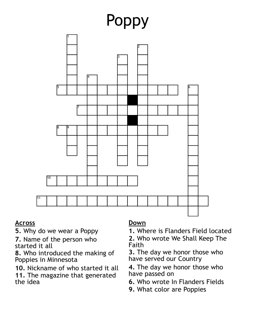 Poppy Crossword