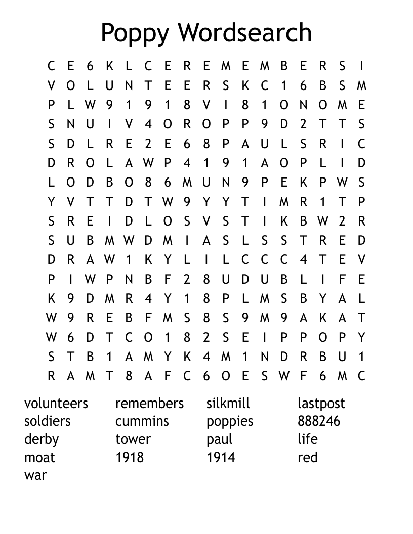 Poppy Wordsearch