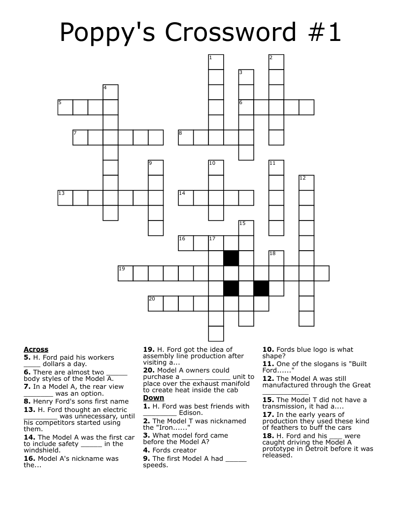 Poppy's Crossword #1