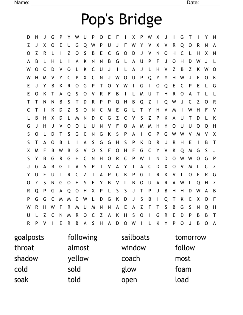 Pop's Bridge Word Search