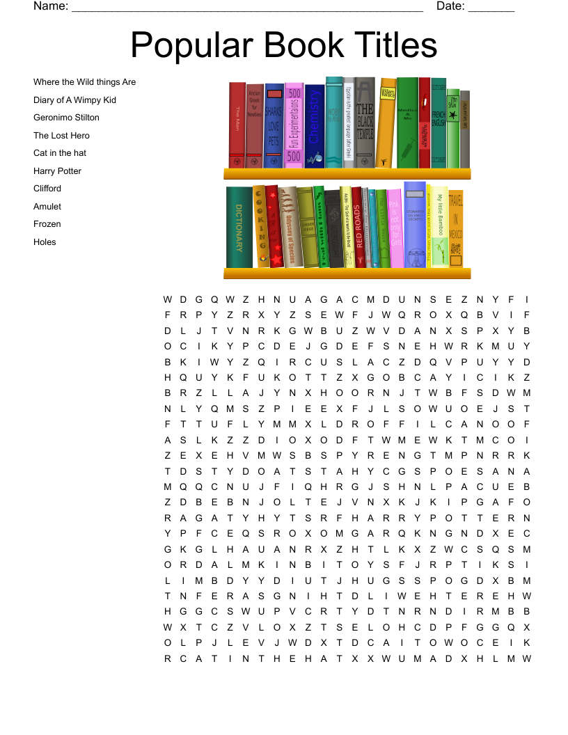 Popular Book Titles  Word Search
