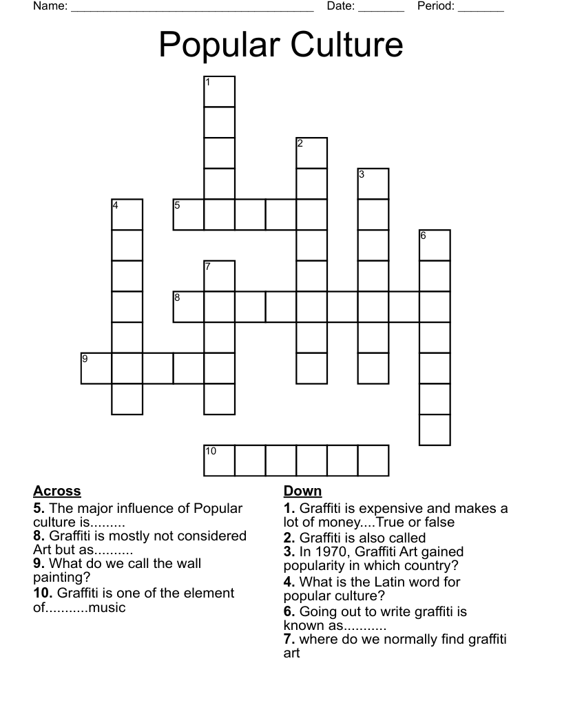 Popular Culture Crossword