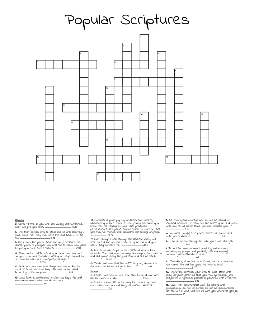 Popular Scriptures Crossword
