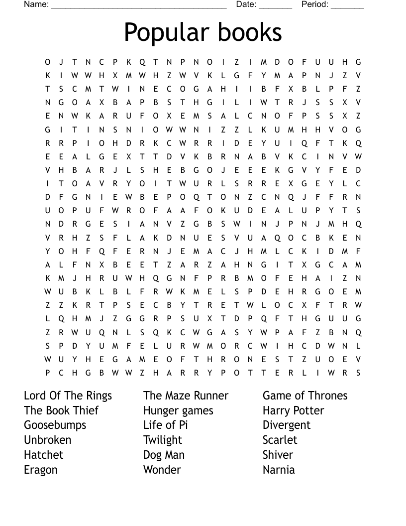 Popular books Word Search