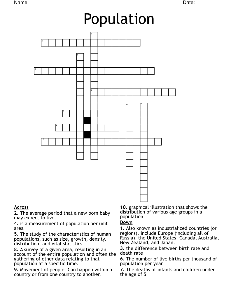 Population Crossword