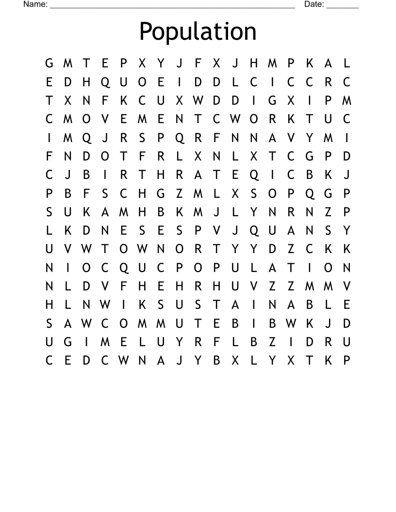 Population Word Search