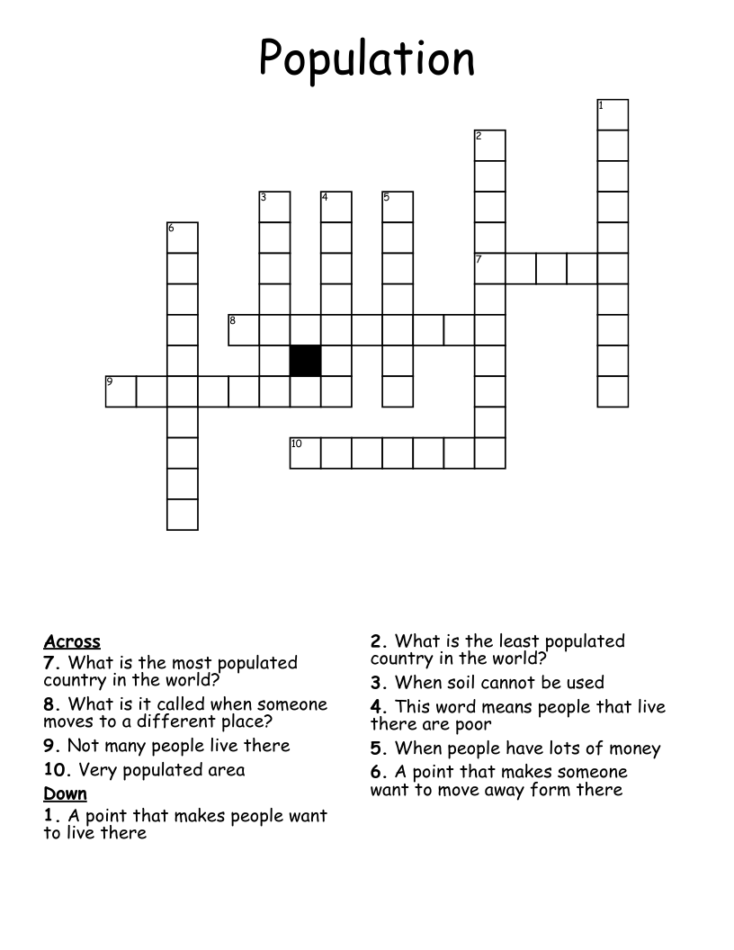 Population Crossword