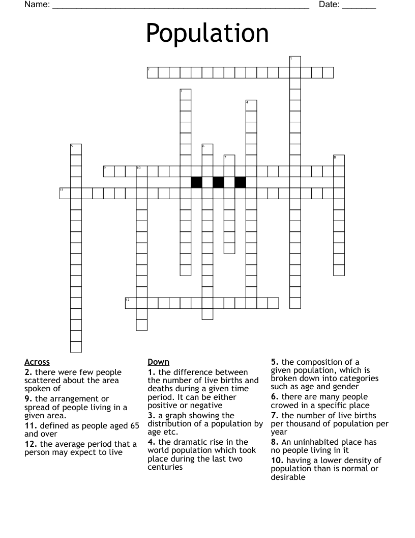 Population Crossword