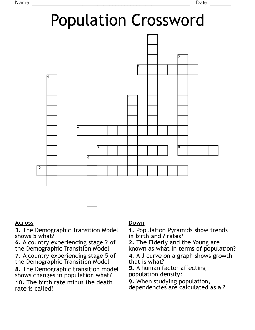 Population Crossword