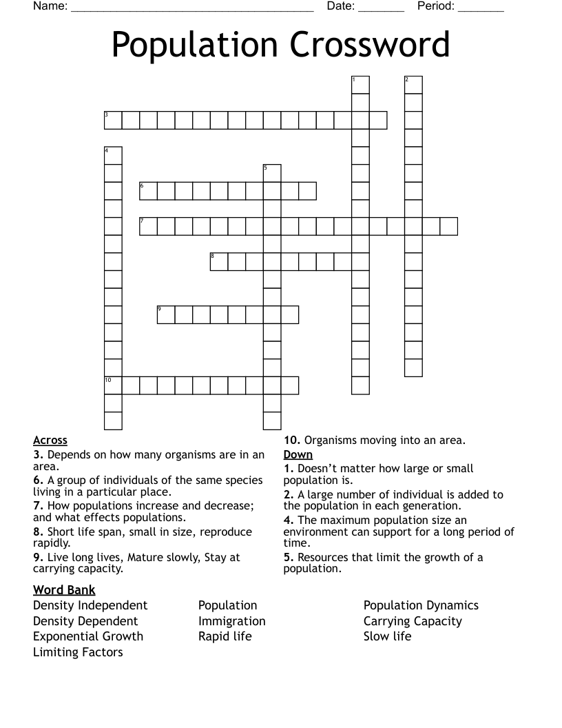 Population Crossword 