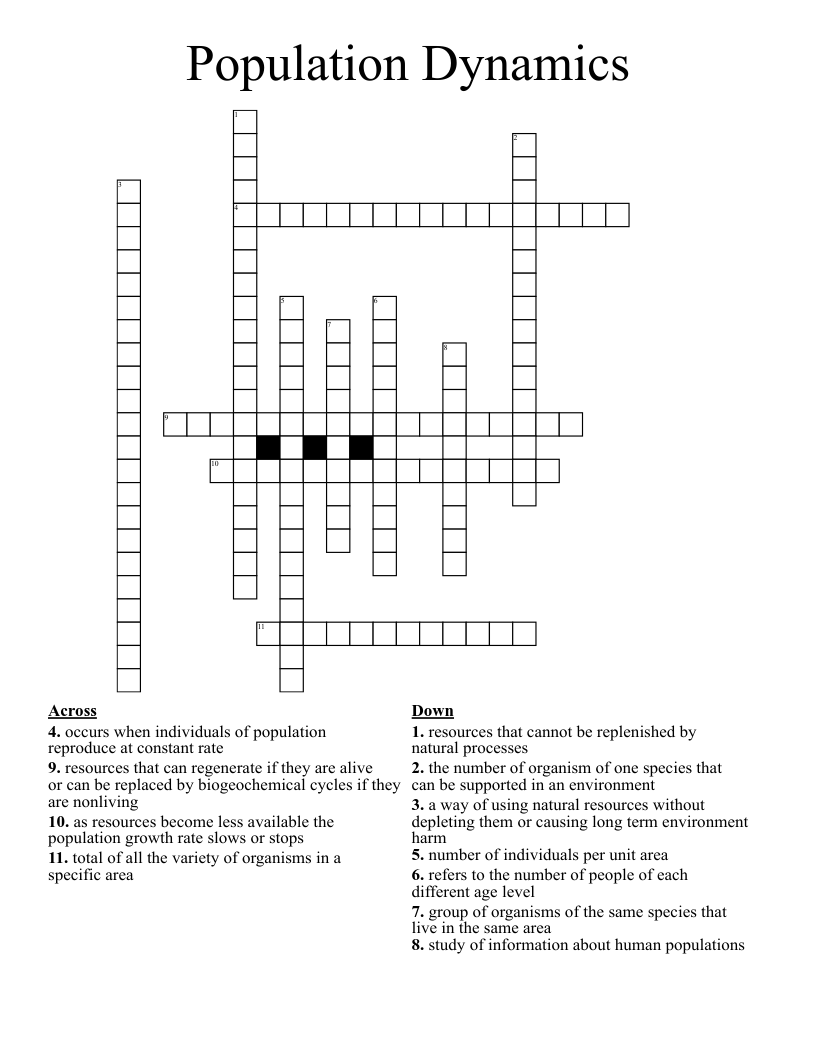 Population Dynamics Crossword