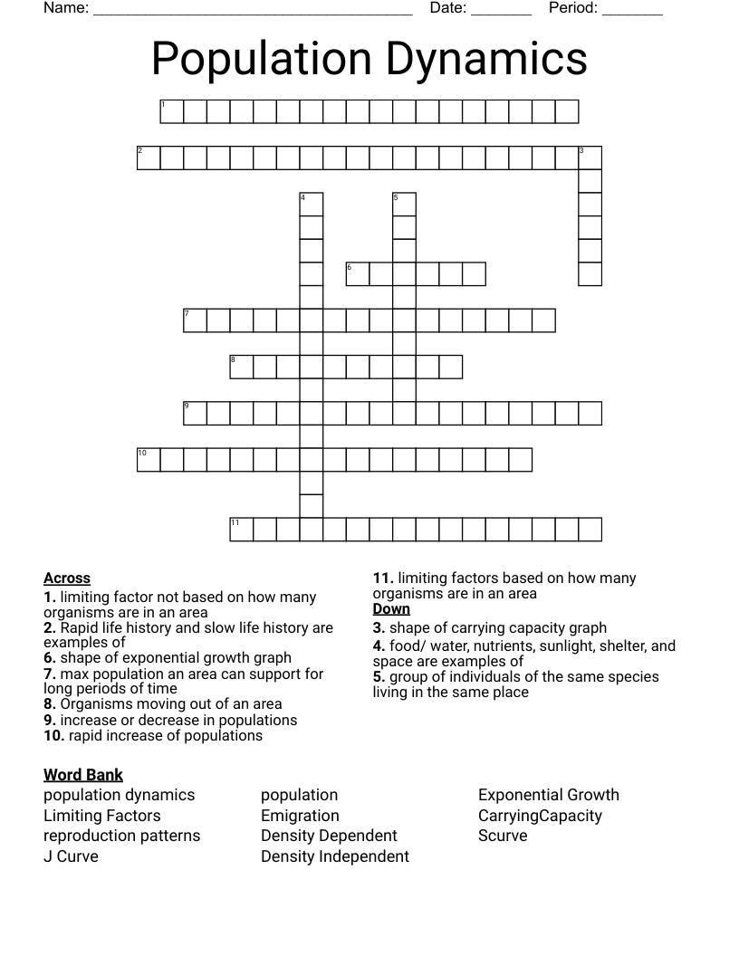 Population Dynamics Crossword