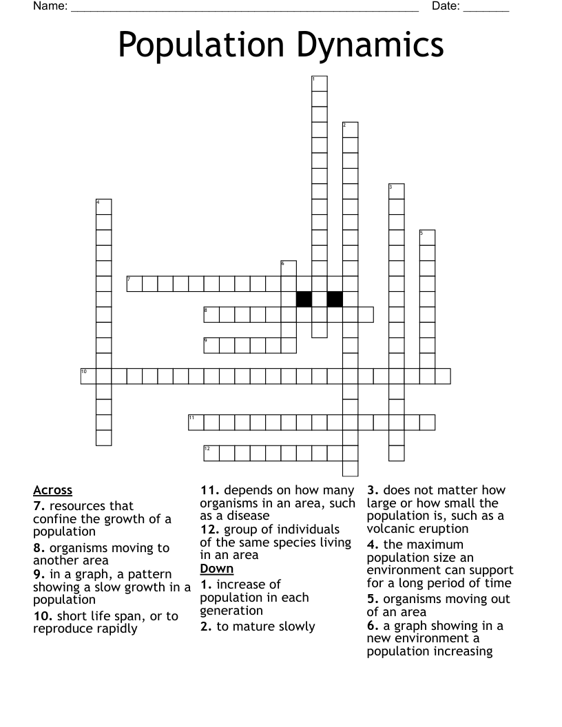 Population Dynamics Crossword