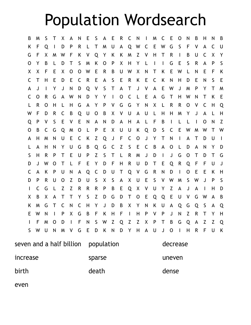 Population Wordsearch