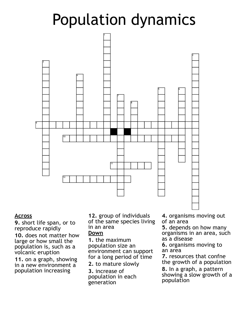 Population dynamics Crossword