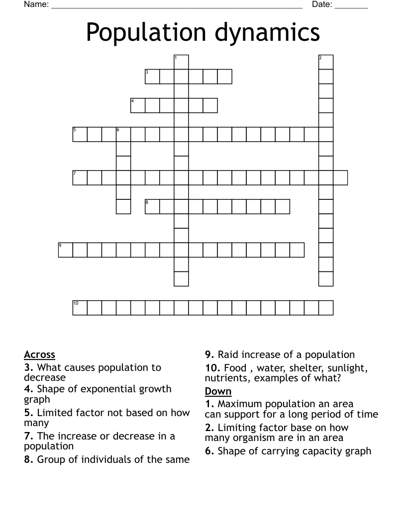 Population dynamics  Crossword