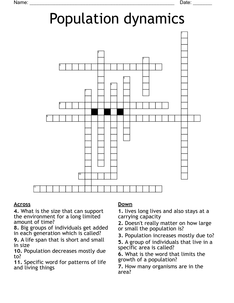 Population dynamics  Crossword