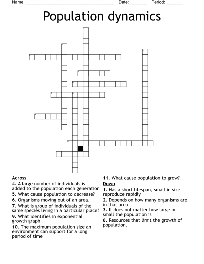 Population dynamics  Crossword