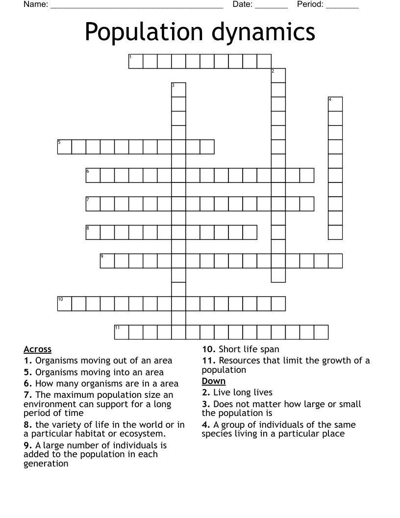 Population dynamics  Crossword