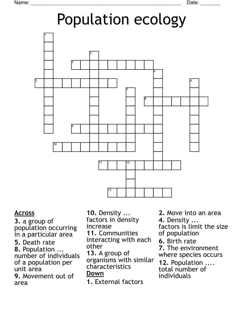 Population ecology Crossword
