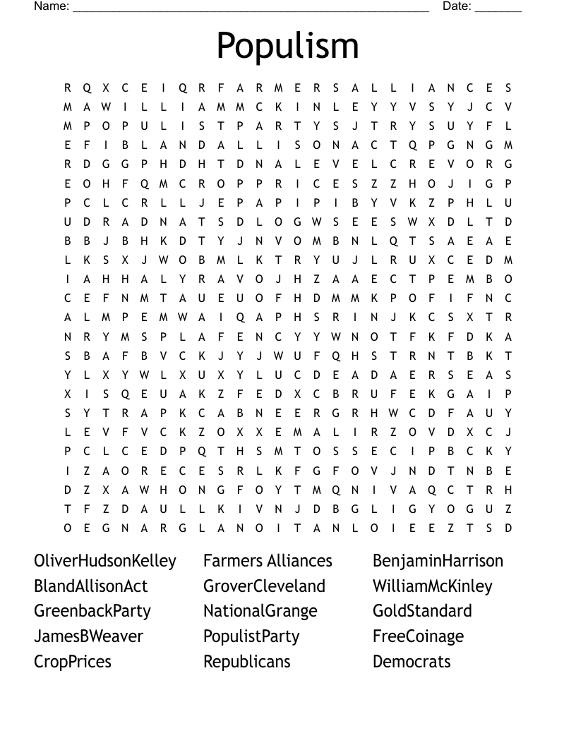 Populism Word Search